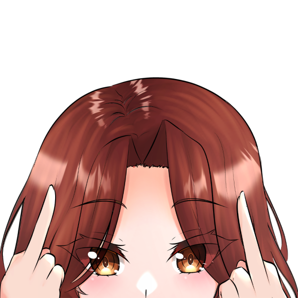 xivydivinex's face in anime style holding up middle fingers peeker sticker